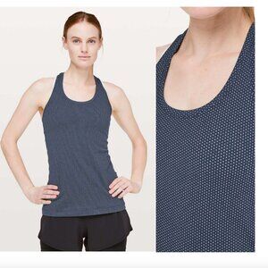 LULULEMON Cool Racerback II sz 14 Pacific Pointe True Navy polka dot EUC